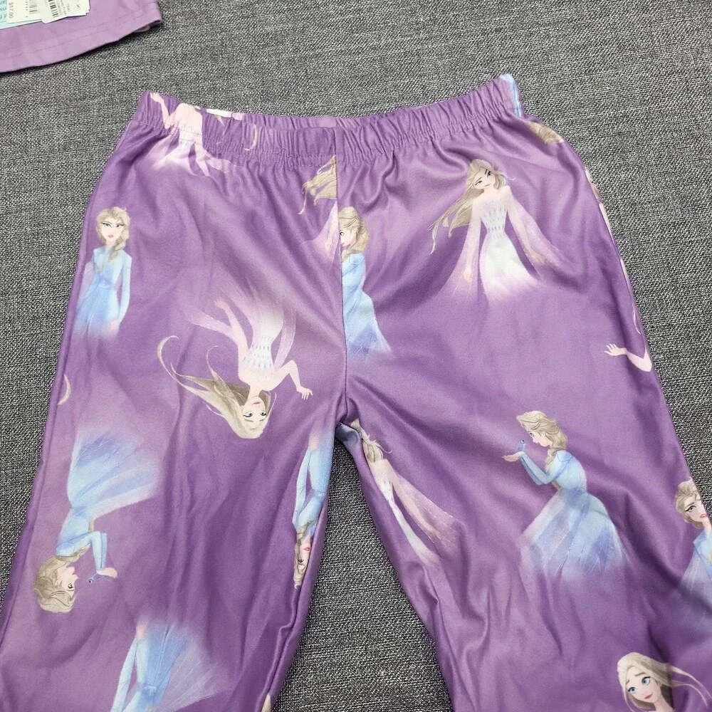 Disney Girls' Pajama Set Size Medium 8 Purple Frozen Print Set of 2 Sleepwear